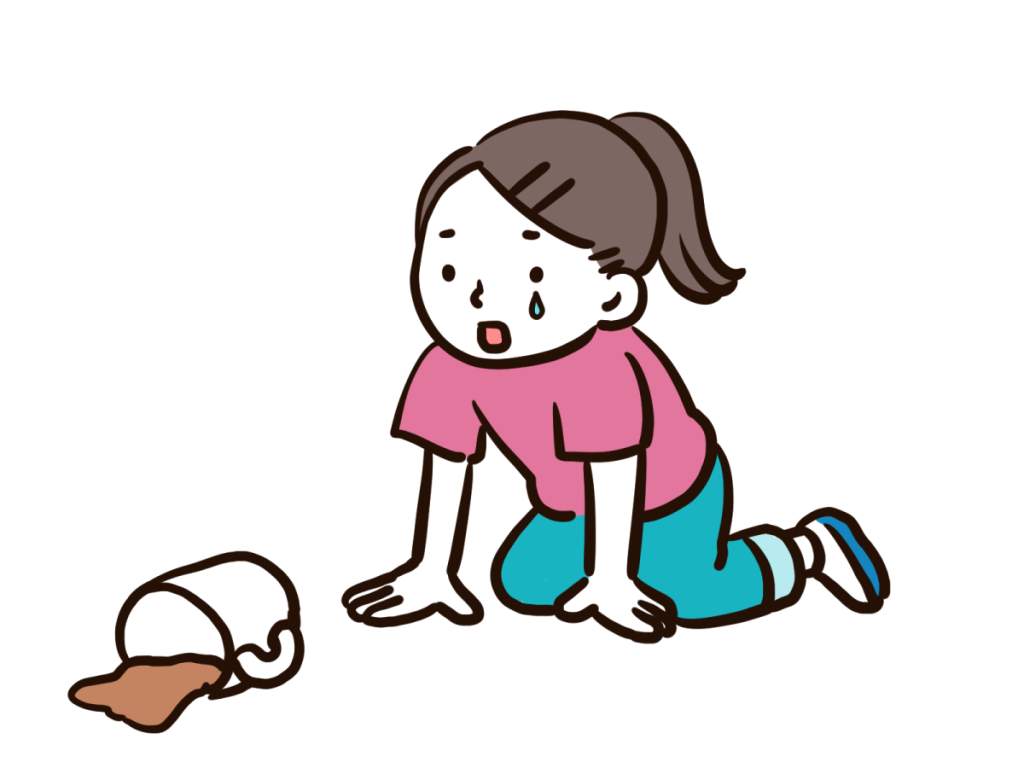 コーヒーをこぼした女の人のイラスト