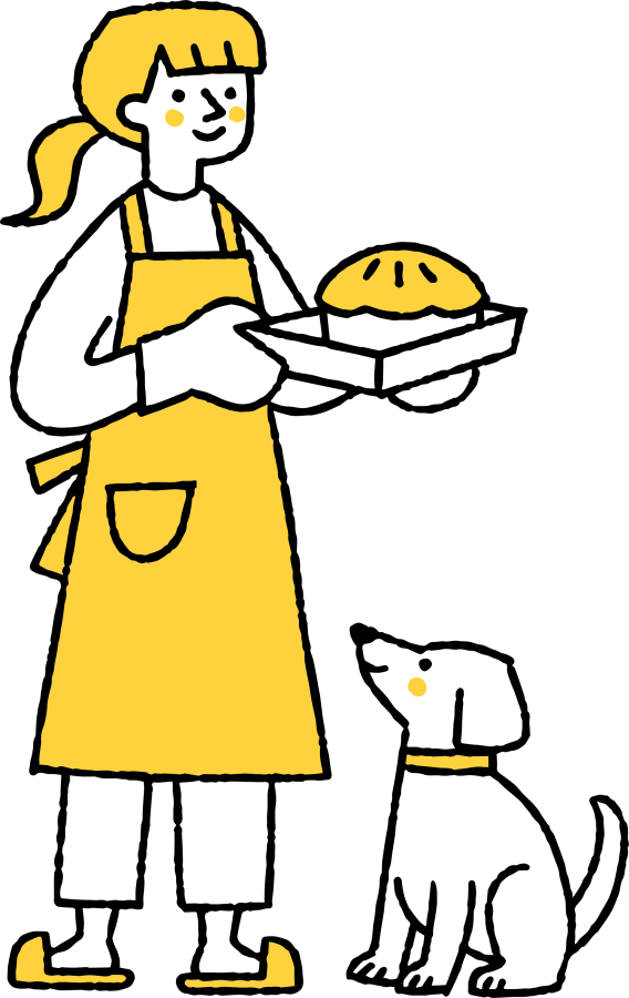 お菓子作りをする女の人のイラスト