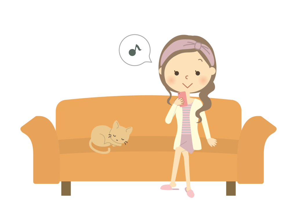 ソファーに座る女の人のイラスト