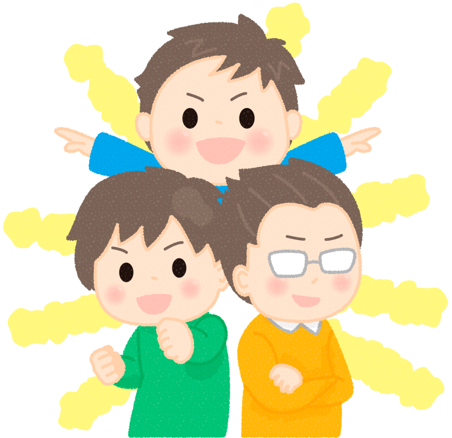 仲良しの男の子のイラスト