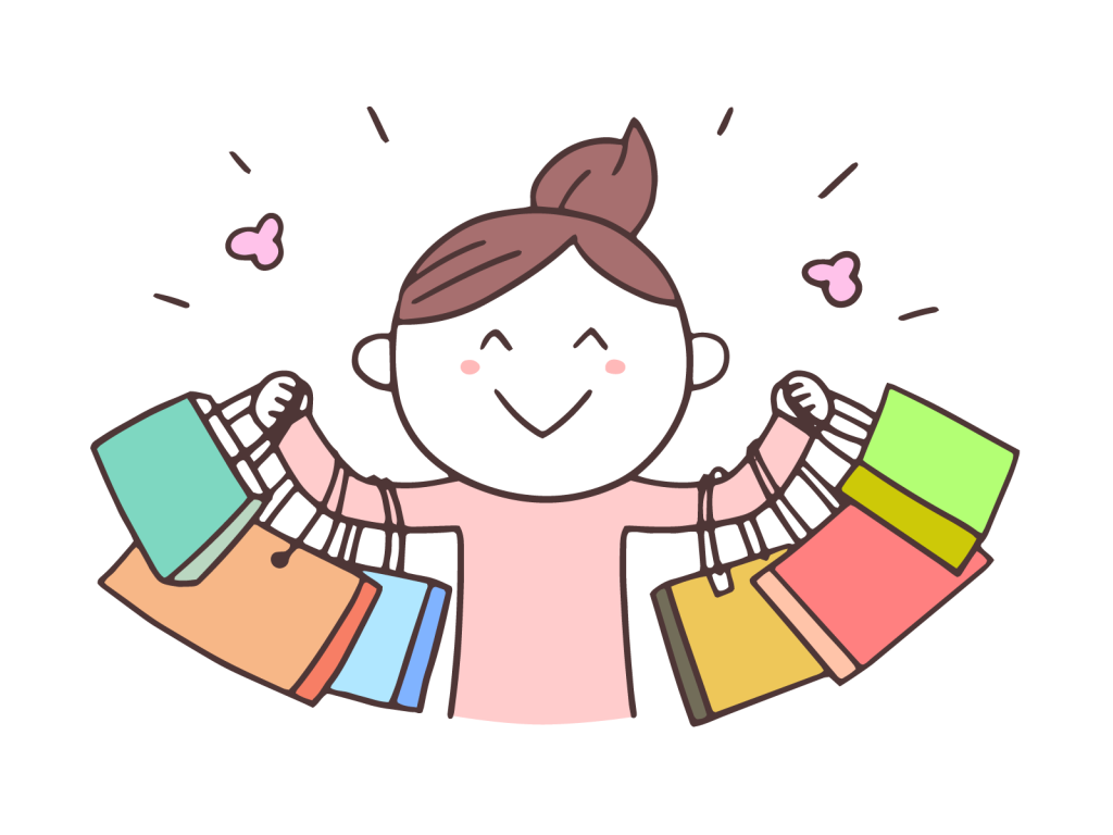買い物をする女の人のイラスト