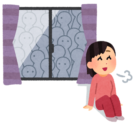 ひとりでホッとする女の人のイラスト