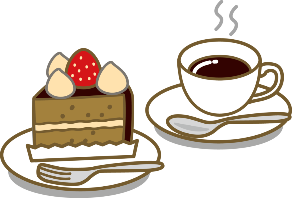 コーヒーとケーキのイラスト