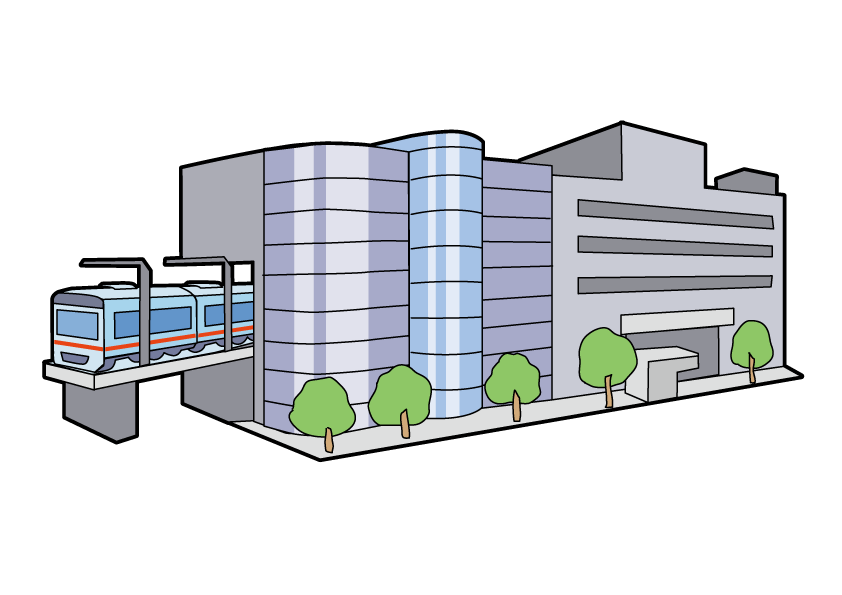 駅直結ビルのイラスト