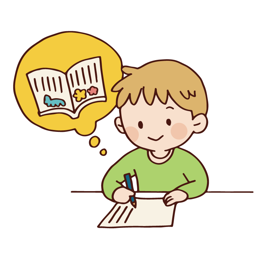 ノートに書く男の人のイラスト