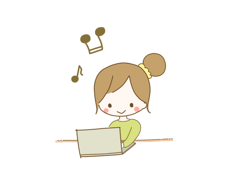 パソコン作業をする女の人のイラスト