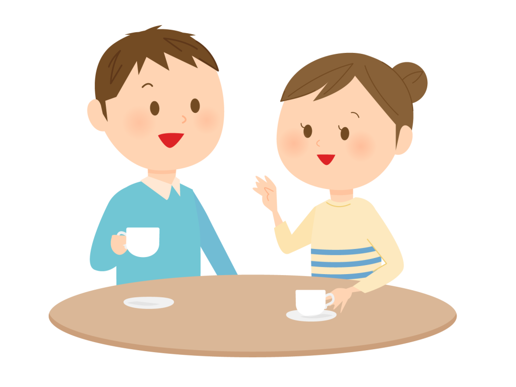 カフェのカップルのイラスト