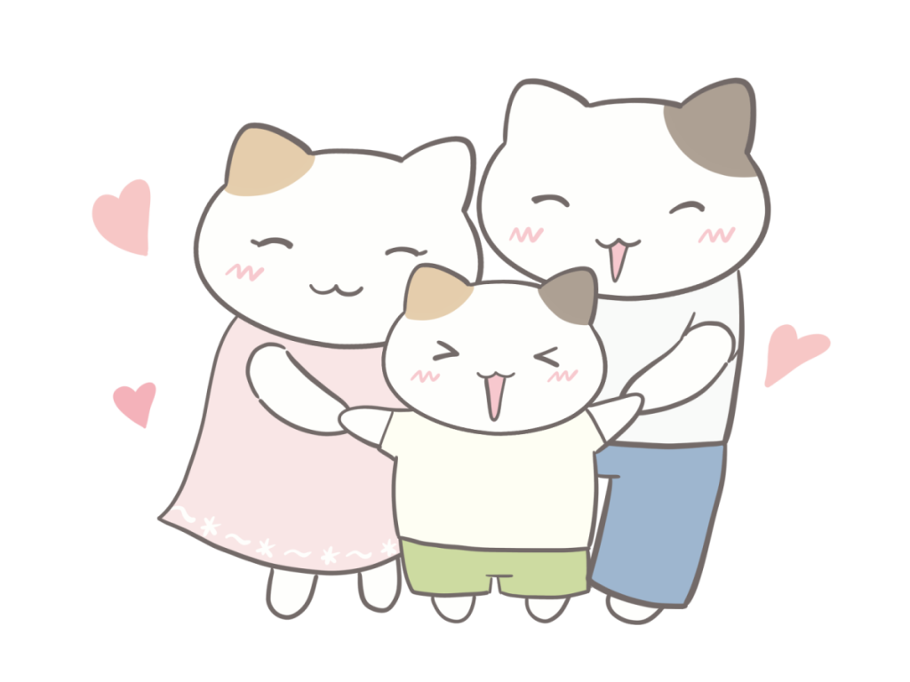 ネコの家族のイラスト