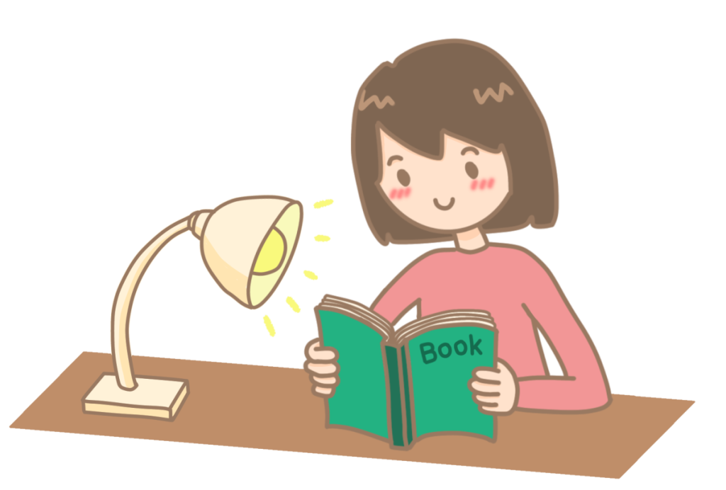 読書をしている女の人のイラスト