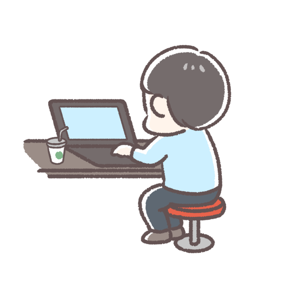 パソコン作業をする男の人のイラスト