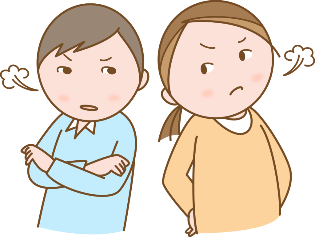 ケンカをしている男の人と女の人のイラスト