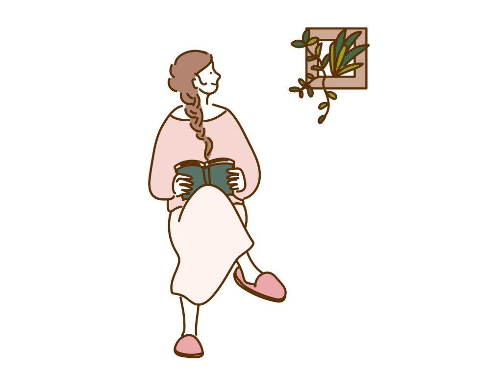 読書する女の人のイラスト
