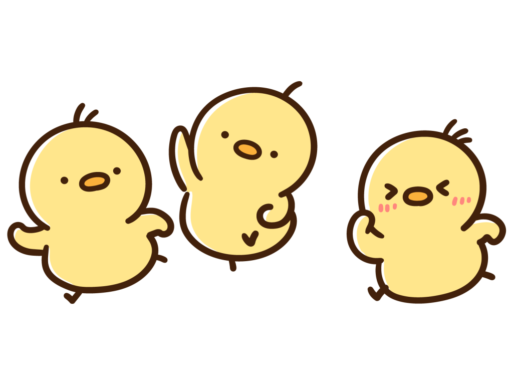 走るひよこたちのイラスト