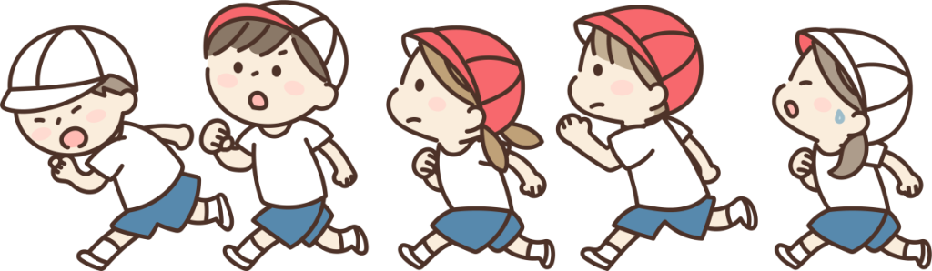 マラソンをする子どもたちのイラスト