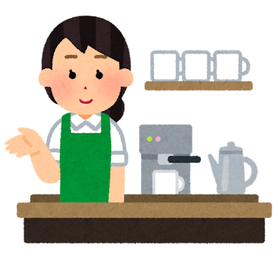 カフェ店員の女の人のイラスト