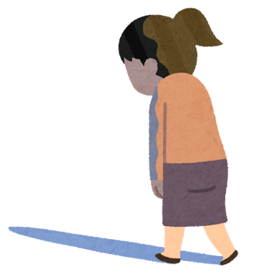 とぼとぼ歩く女の人のイラスト